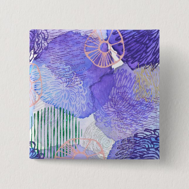 Purple Abstract Design 15 Cm Square Badge (Front)