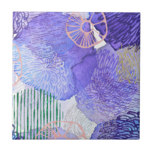 Purple Abstract Design Ceramic Tile