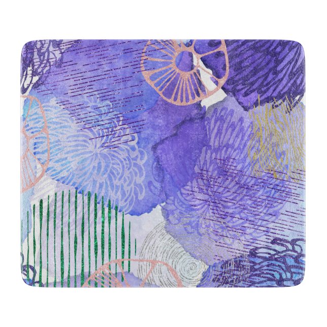 Purple Abstract Design Cutting Board (Front)