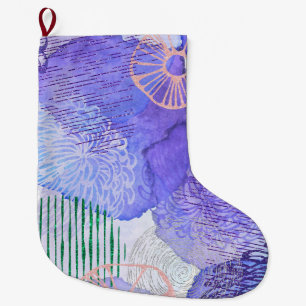 Purple Abstract Design Large Christmas Stocking