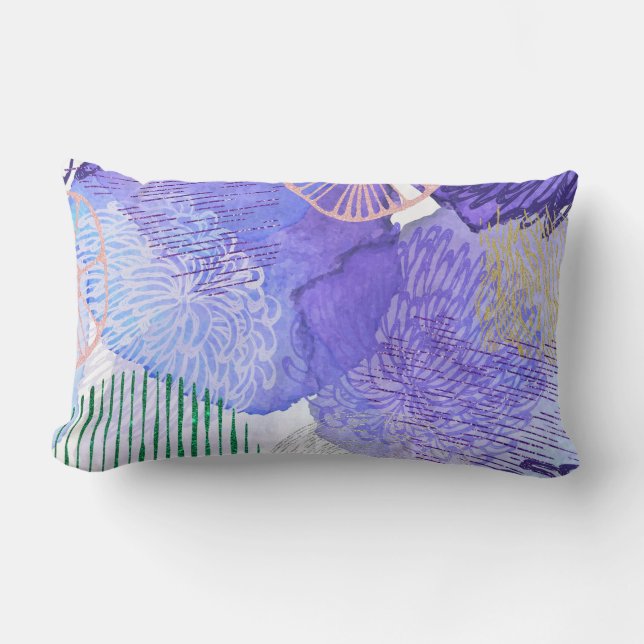 Purple Abstract Design Lumbar Cushion (Front)
