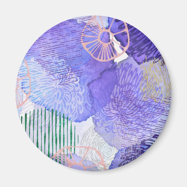 Purple Abstract Design Magnet (Front)