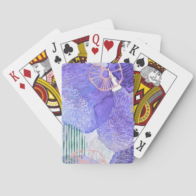 Purple Abstract Design Playing Cards (Back)