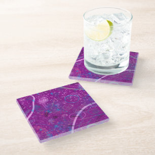 Purple Abstract Dreamscape Glass Coaster