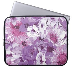 Purple Abstract Elegant Floral Design Laptop Sleeve