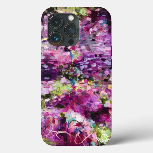 Purple Abstract Floral Pattern iPhone Case (Back)
