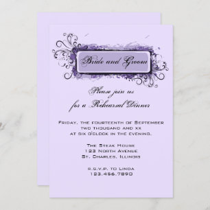 Purple Abstract Floral Rehearsal Dinner Invitation