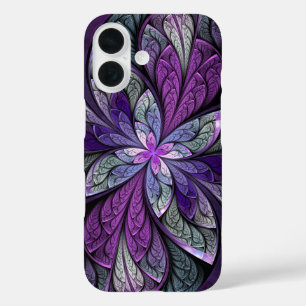 Purple Abstract Floral Stained Glass iPhone 16 Case