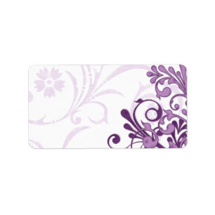 Purple Abstract Floral Wedding Blank Address Label