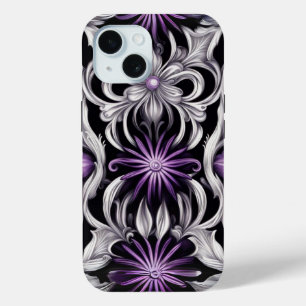 Purple Abstract Flower Art iPhone 15 Case