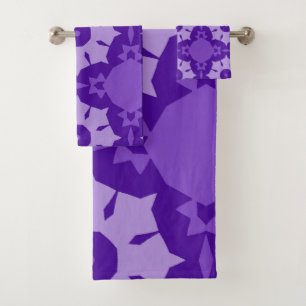 Purple abstract flower pattern bath towel set