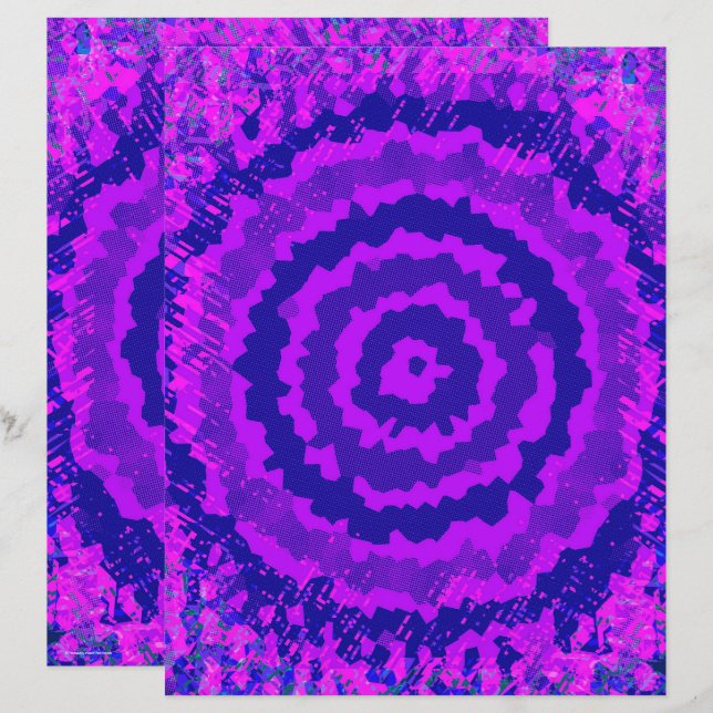 Purple Abstract Flower Scrapbook Paper 2-Sided Pag (Front/Back)