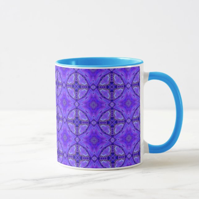 Purple Abstract Flowers, Lattice, Circle Quilt Mug (Right)