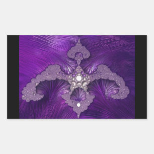 Purple Abstract Fractal Bird Rectangular Sticker