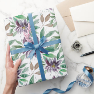 Purple Abstract Frozen Lotus Watercolor Wrapping Paper