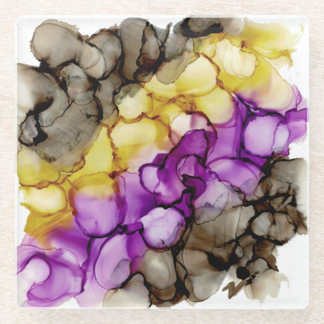 Purple Abstract Glass Coaster (Front)