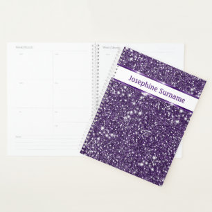 Purple Abstract Glitter Look Texture & Custom Text Planner
