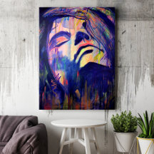 Purple Abstract Graphic Woman Portrait Art Print