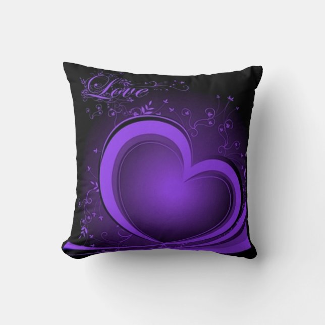 Purple Abstract Heart Throw Pillow (Front)