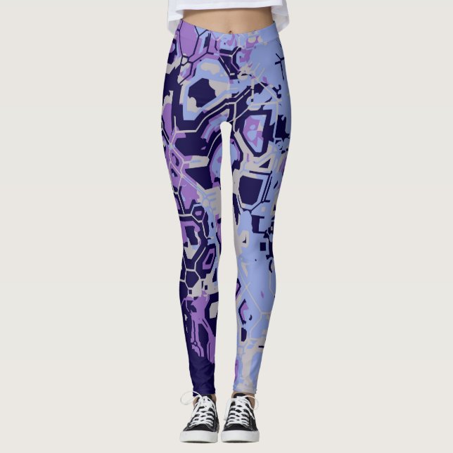 Purple Abstract Leggings (Front)