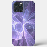 Purple Abstract Modern Fractal Art Initials
