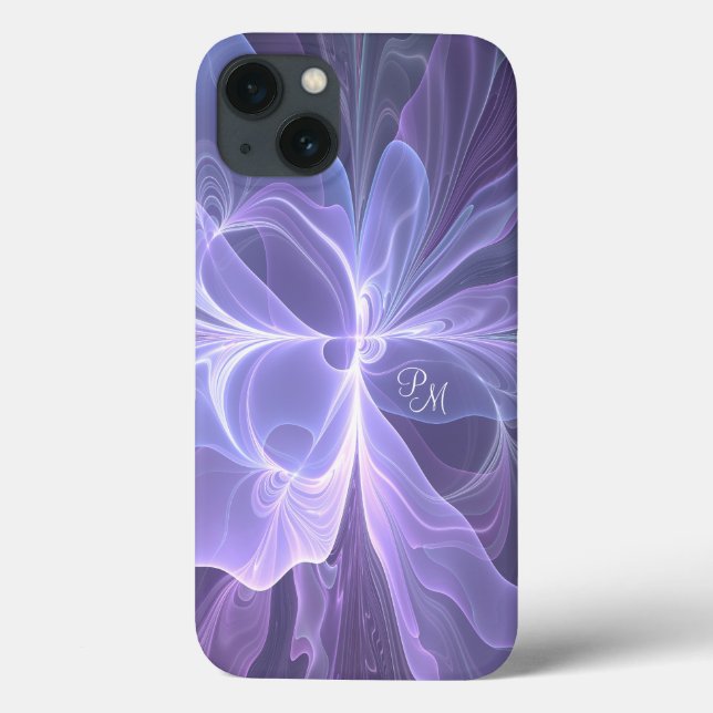 Purple Abstract Modern Fractal Art Initials Case-Mate iPhone Case (Back)