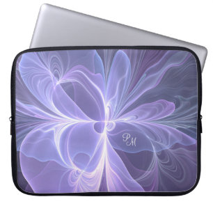 Purple Abstract Modern Fractal Art Initials Laptop Sleeve