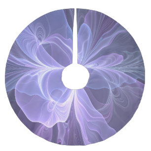 Purple Abstract Modern Fractal Brushed Polyester Tree Skirt