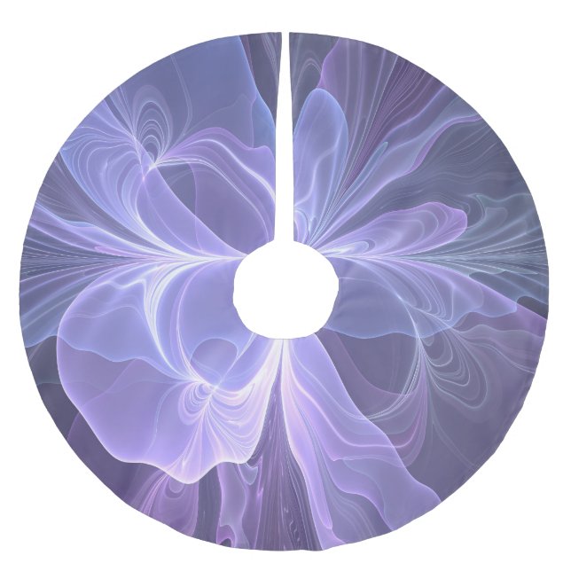 Purple Abstract Modern Fractal Brushed Polyester Tree Skirt (Front)