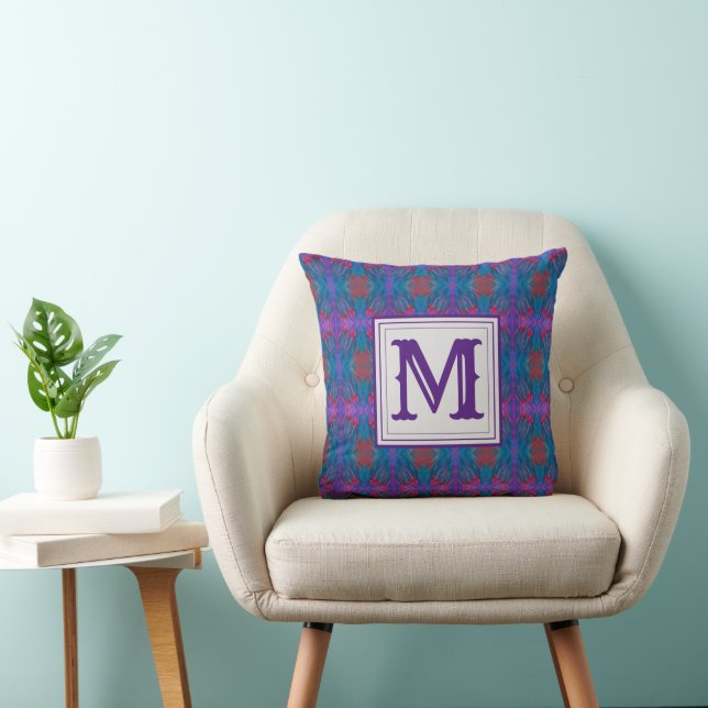 Purple Abstract Modern Monogram Cushion (Chair)