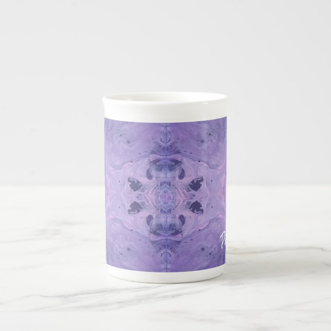 Purple Abstract Personalise Bone China Mug (Front)