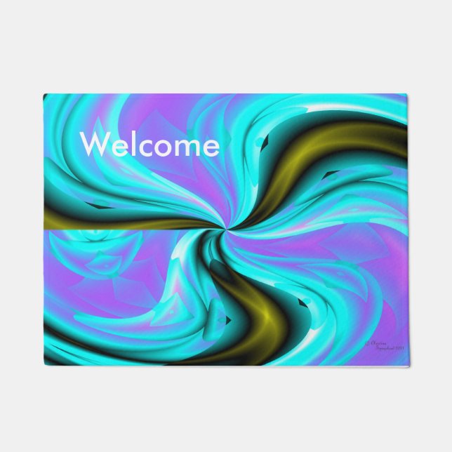 Purple abstract swirl artwork Welcome Doormat (Front)