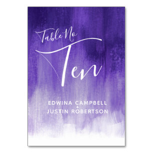 Purple abstract wash modern art table number Ten