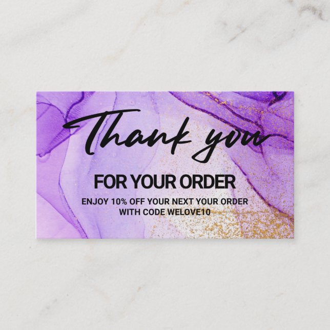 Purple Abstract Watercolor Business Card (Front)