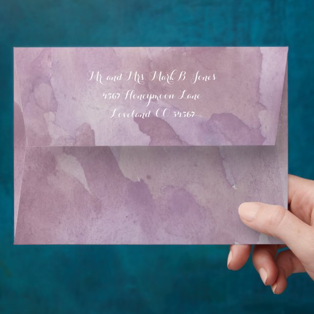 Purple Abstract Watercolor Pattern Envelopes (Hand)