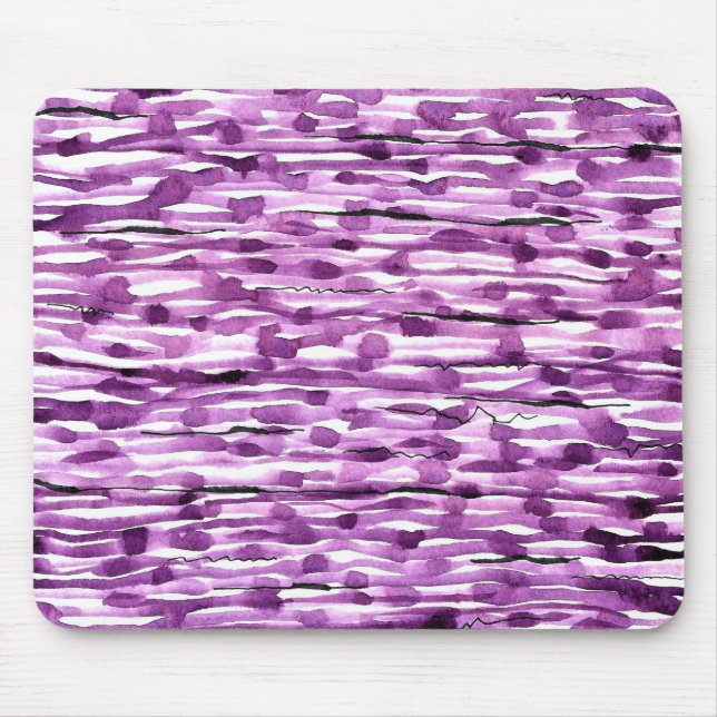 Purple Abstract Watercolor Stripes Mouse Pad (Front)