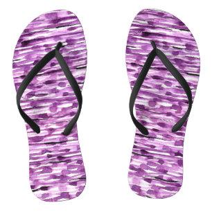 Purple Abstract Watercolor Stripes Thongs