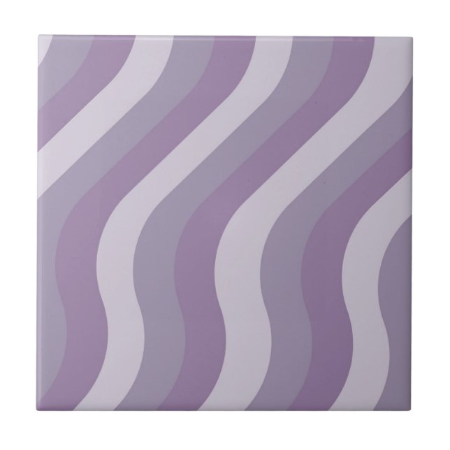Purple Abstract Wavy Stripe Pattern Modern  Ceramic Tile (Front)