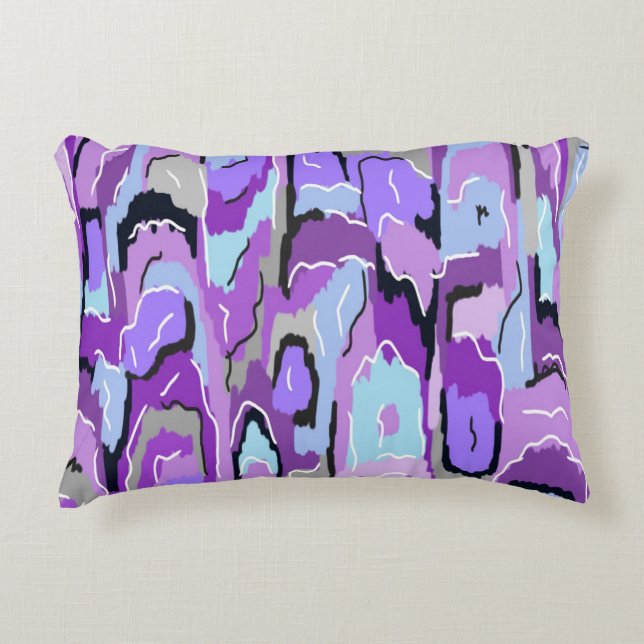 Purple Abstract with Blue and Black Accents Decorative Cushion (Front)
