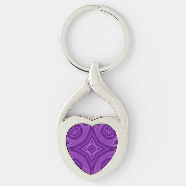 Purple abstract wood pattern key ring (Front)