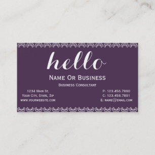 Purple Acai Violet, White Text Unique Bold Message Business Card
