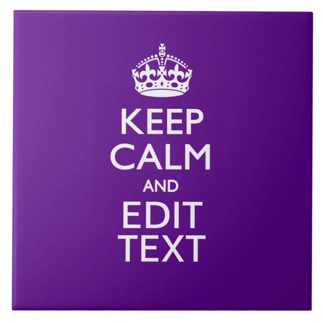 Purple Accent Keep Calm And Your Text Easily Tile (Front)