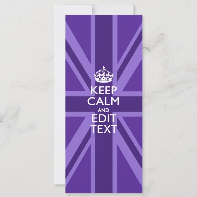 Purple Accent Keep Calm And Your Text Union Jack (Front)