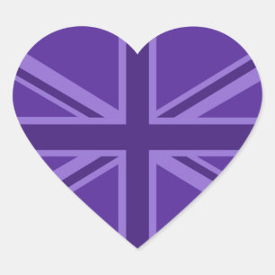Purple Accent Union Jack Decor Heart Sticker