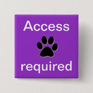 Purple access required pawprint 15 cm square badge