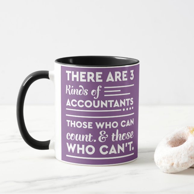 Purple Accountant Says "3 Kinds of Accountants" Mug (With Donut)