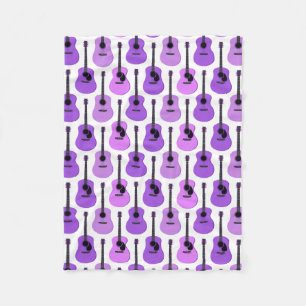 Purple Acoustic Guitars Pattern Fleece Blanket