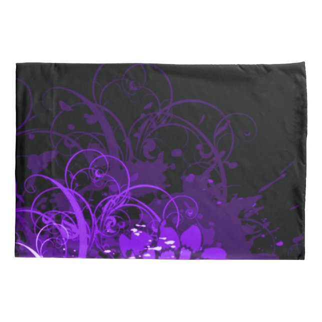 Purple Acrylic Floral Abstract Pillowcase (Back)
