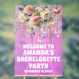 Purple Acrylic Floral Bachelorette Welcome Sign