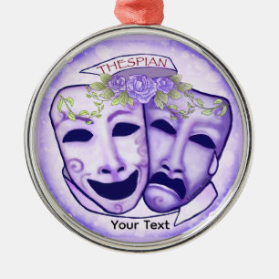 Purple Actor Masks Metal Ornament